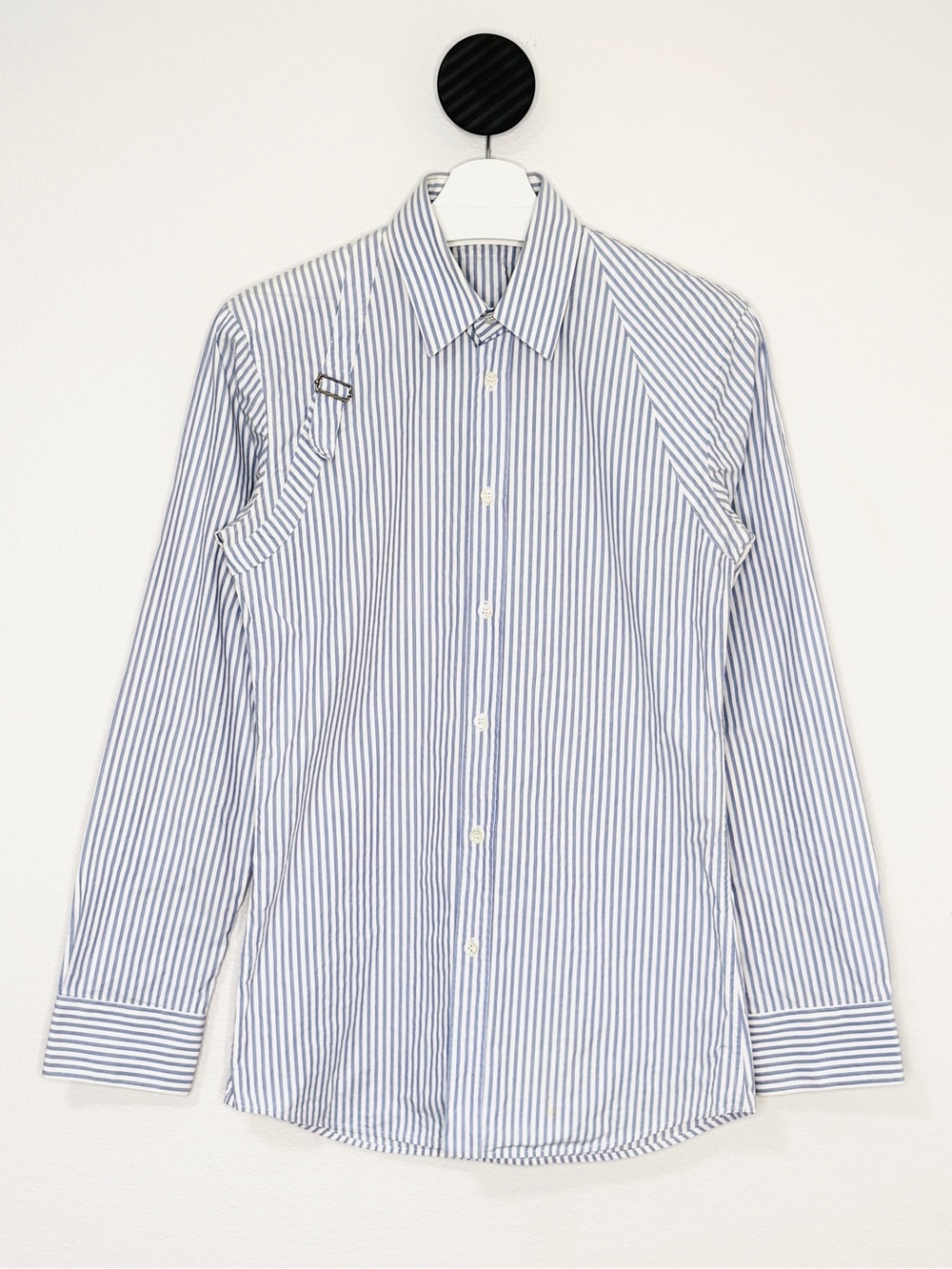 Alexander McQueen Blue and White Striped Button-Down Shirt
